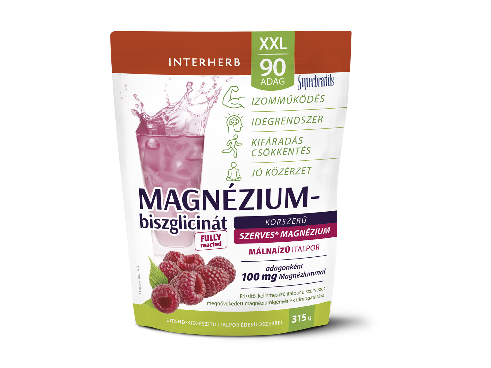INTERHERB XXL SZERVES MAGNÉZIUM-BISZGLICINÁT MÁLNAÍZŰ ITALPOR 90 ADAG 315G