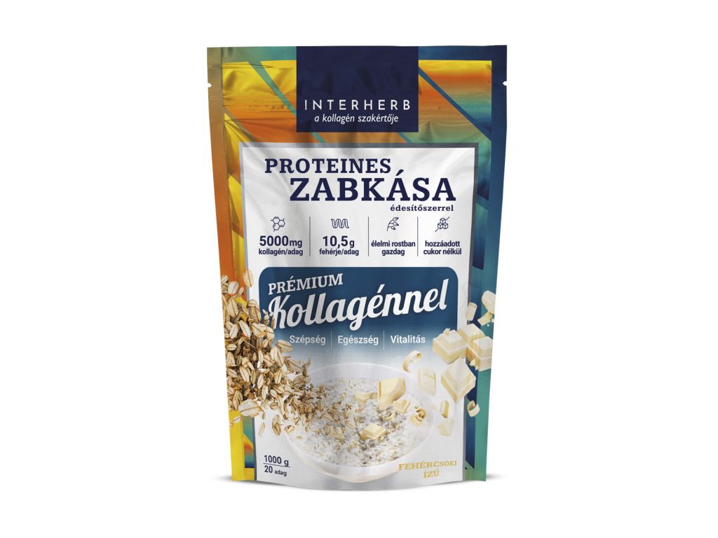 INTERHERB ZABKÁSA PROTEINES FEHÉRCSOKI ÍZŰ (PRÉMIUM KOLLAGÉNNEL) 1000G