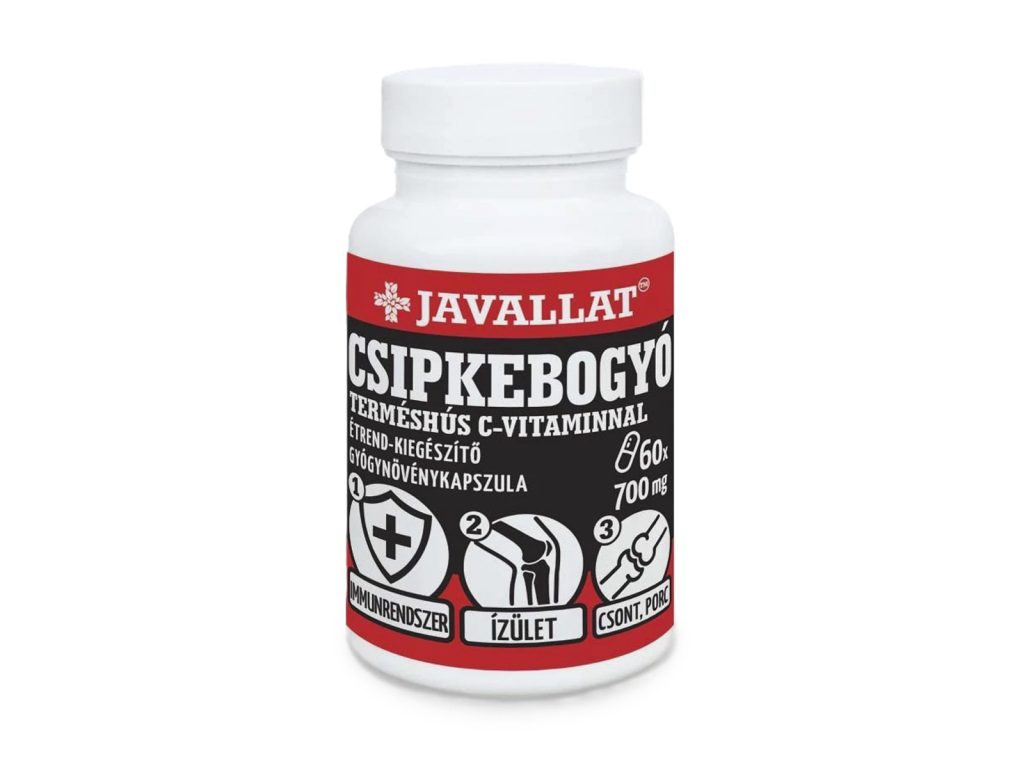 JAVALLAT CSIPKEBOGYÓ TERMÉSHÚS C-VITAMINNAL ÉTREND-KIEGÉSZÍTŐ GYÓGYNÖVÉNYKAPSZULA 60DB