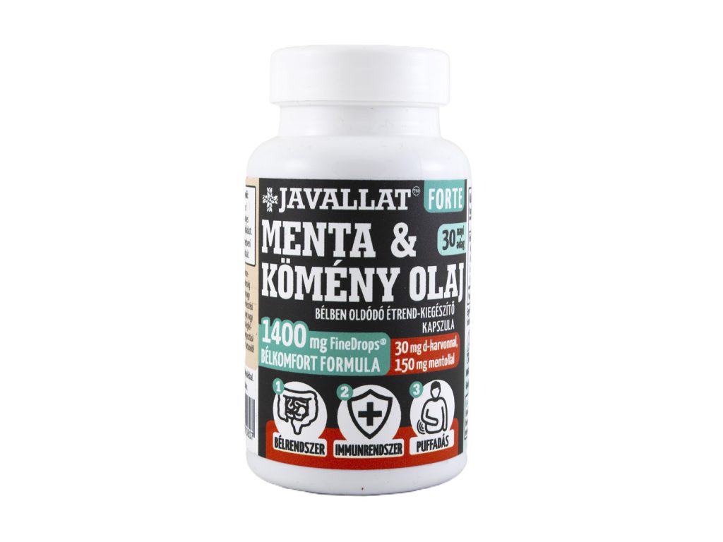 JAVALLAT FORTE MENTA-KÖMÉNY OLAJ ÉTREND-KIEGÉSZÍTŐ KAPSZULA 60DB