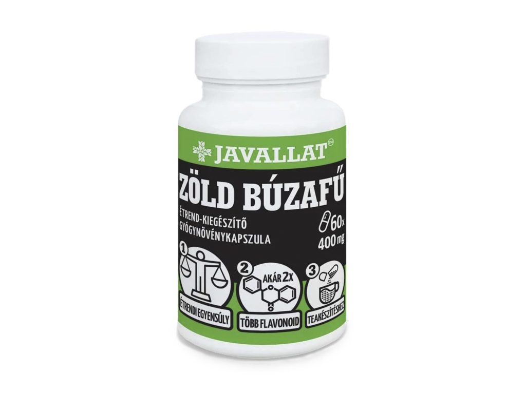 JAVALLAT ZÖLD BÚZAFŰ ÉTREND-KIEGÉSZÍTŐ GYÓGYNÖVÉNYKAPSZULA 60DB
