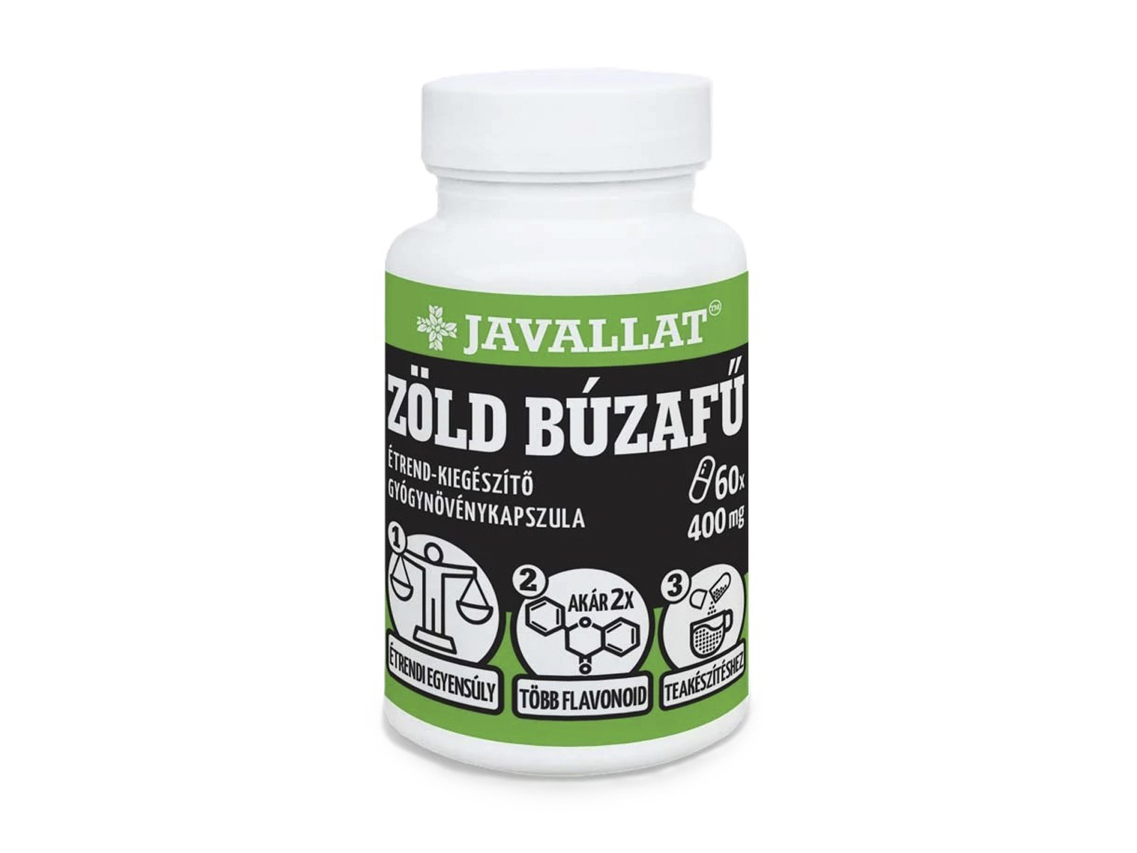 JAVALLAT ZÖLD BÚZAFŰ ÉTREND-KIEGÉSZÍTŐ GYÓGYNÖVÉNYKAPSZULA 60DB