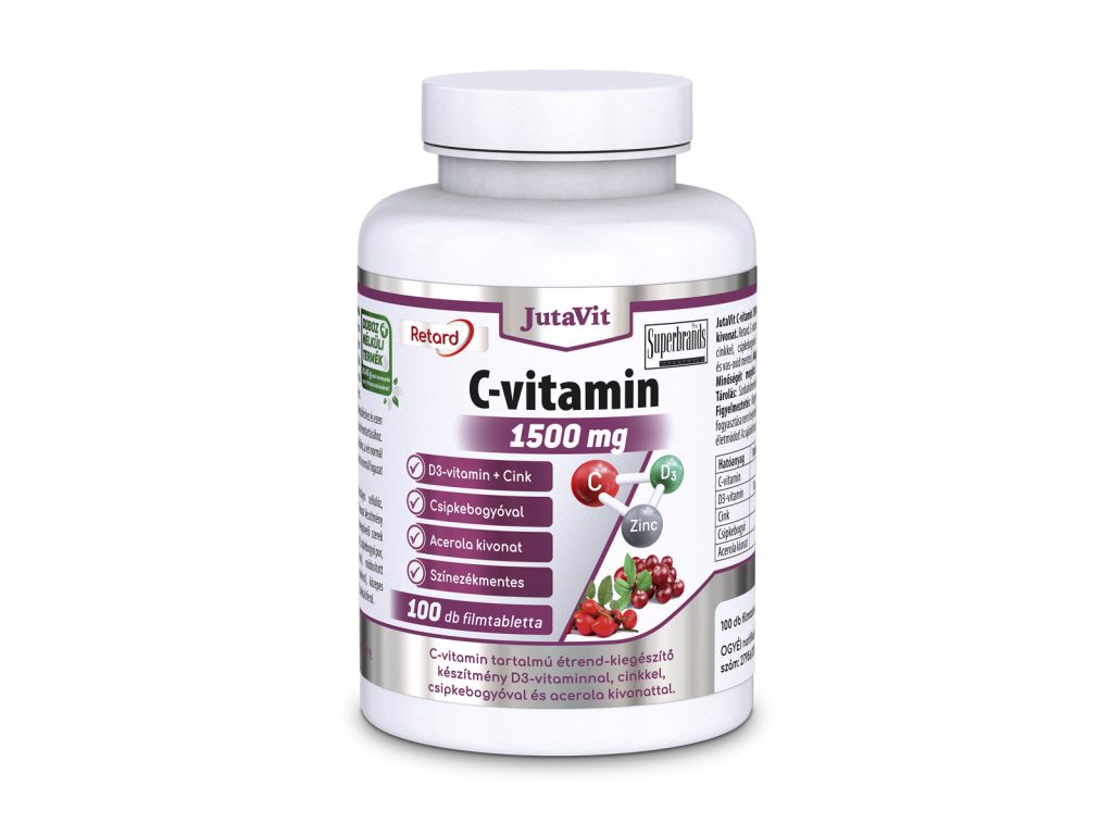 JUTAVIT C-VITAMIN 1500MG RETARD+D3-VITAMIN+CINK+CSIPKEBOGYÓ+ACEROLA TABLETTA 100DB