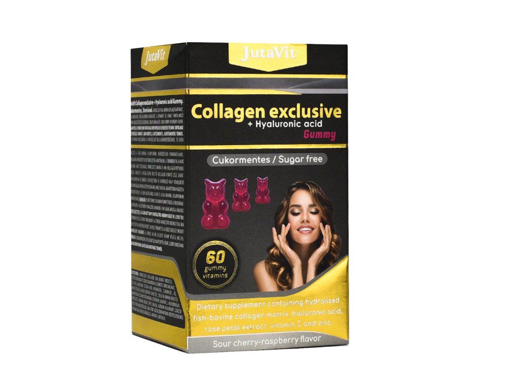 JUTAVIT COLLAGEN EXCLUSIVE GUMMY VITAMIN CUKORMENTES MEGGY-MÁLNA 60DB