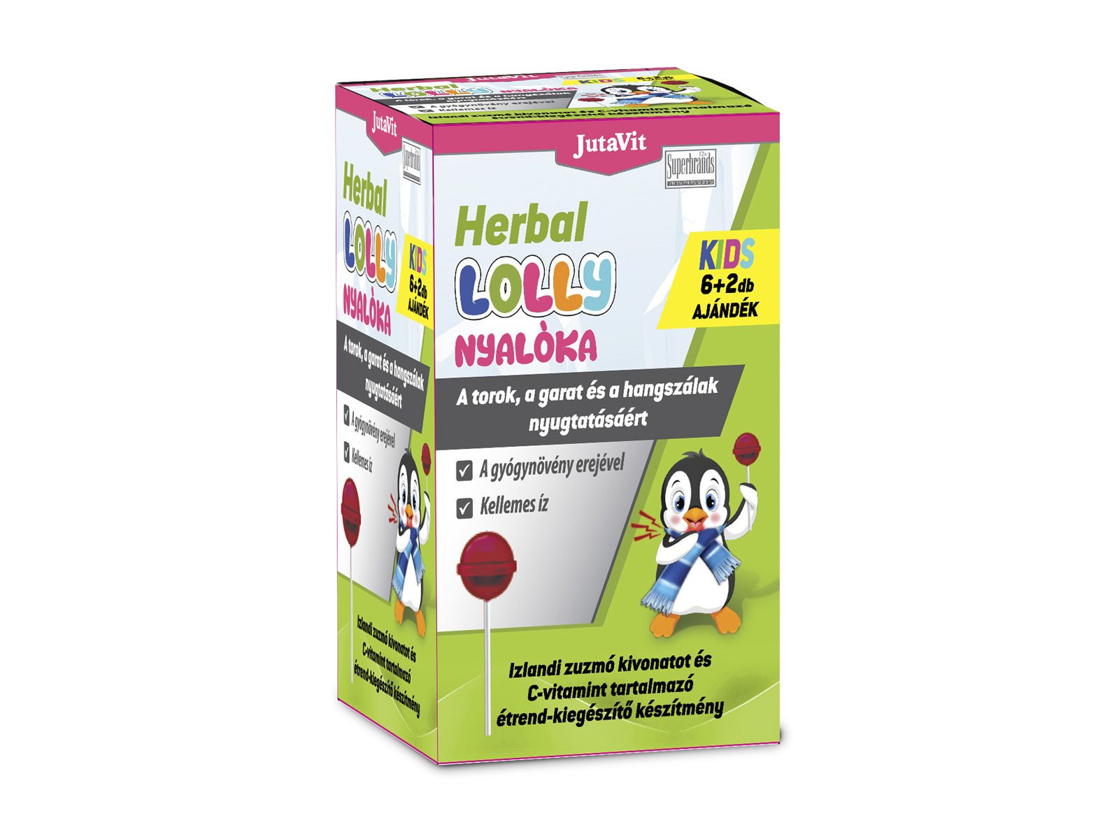 JUTAVIT HERBAL LOLLY TOROK NYALÓKA KIDS 6+2DB