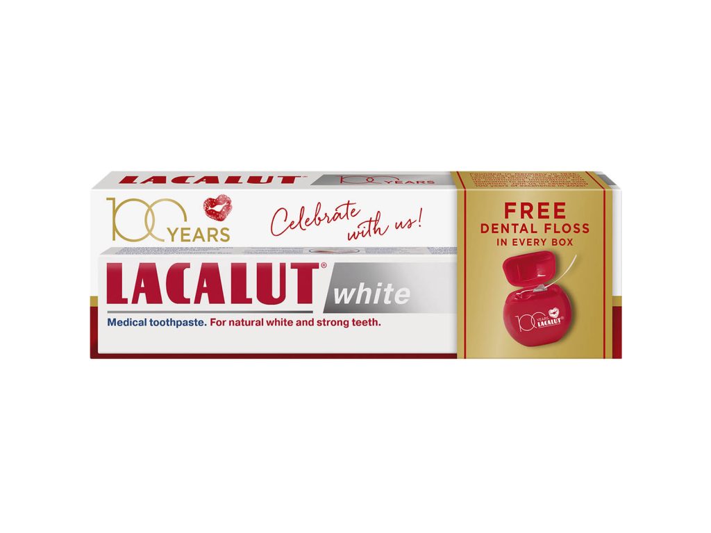LACALUT WHITE FEHÉRÍTŐ HATÁSÚ FOGKRÉM 75ML + LACALUT FOGSELYEM