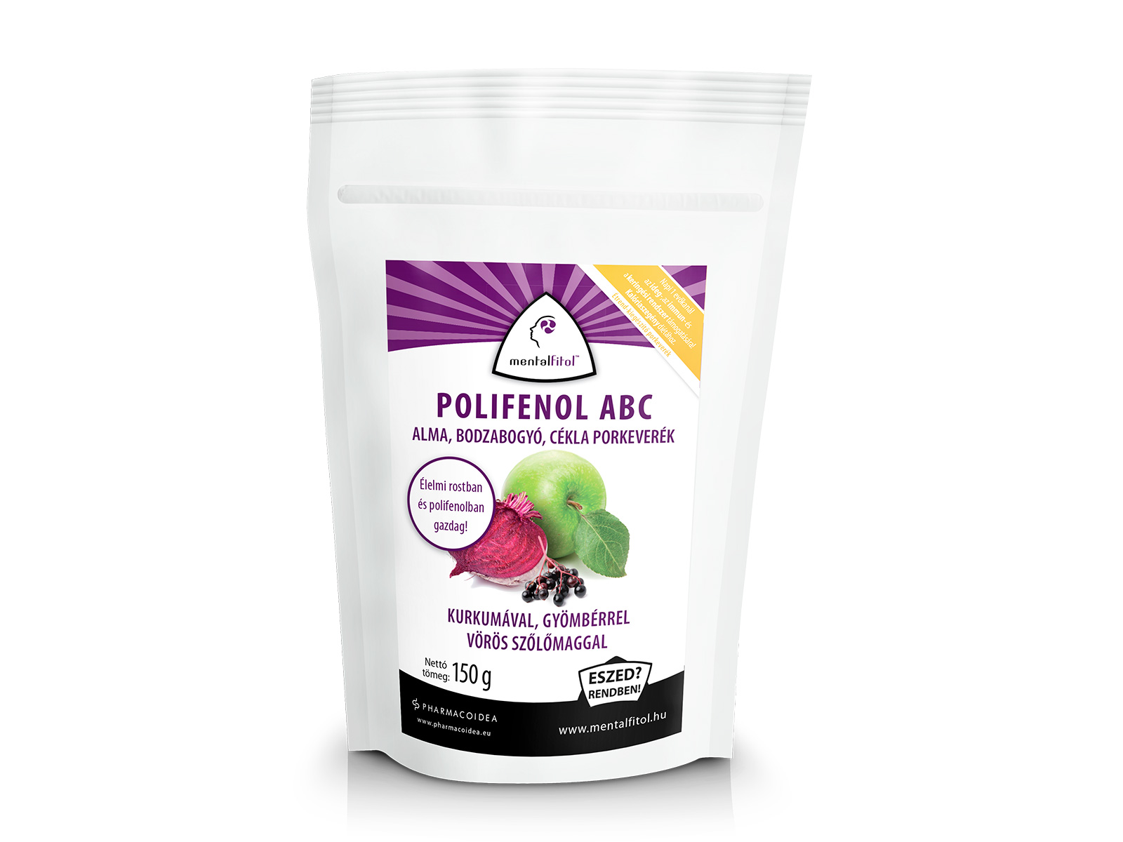 PHARMACOIDEA MENTALFITOL POLIFENOL ABC ALMA- BODZABOGYÓ- CÉKLAKEVERÉK 150G