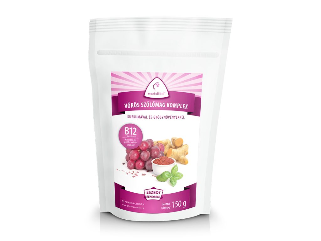 PHARMACOIDEA MENTALFITOL VÖRÖS SZŐLŐMAG KOMPLEX+B12 VITAMIN PORKEVERÉK 150G