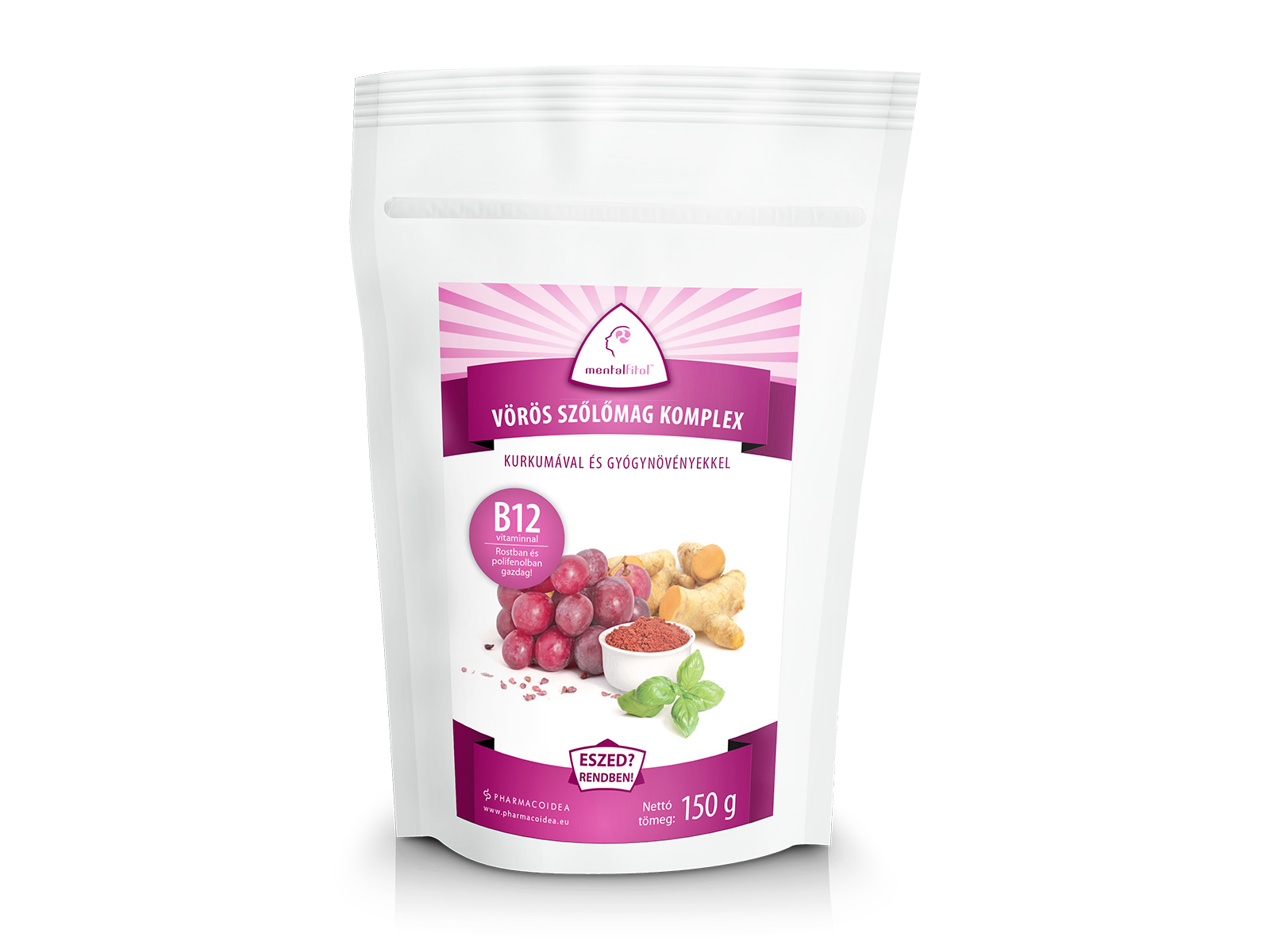 PHARMACOIDEA MENTALFITOL VÖRÖS SZŐLŐMAG KOMPLEX+B12 VITAMIN PORKEVERÉK 150G