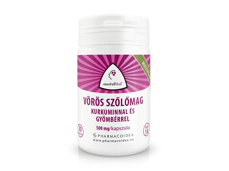 PHARMACOIDEA MENTALFITOL VÖRÖS SZŐLŐMAG KURKUMA KIVONATTAL KAPSZULA 30DB