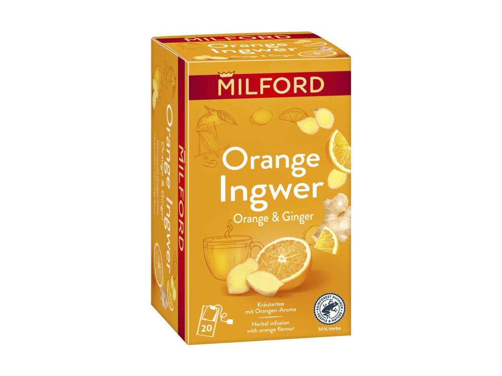 MILFORD GYÓGYNÖVÉNYES TEA NARANCS-GYÖMBÉR FILTERES 20DB
