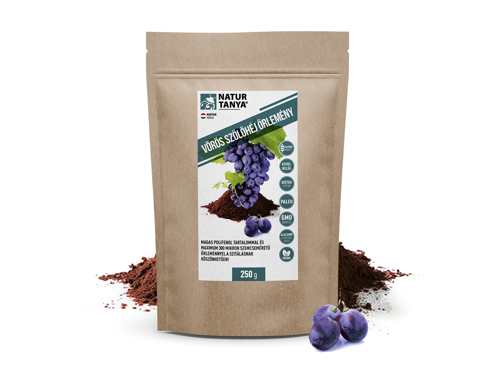 NATUR TANYA VÖRÖS SZŐLŐHÉJ ŐRLEMÉNY - MAGAS POLIFENOL TARTALOM 250G