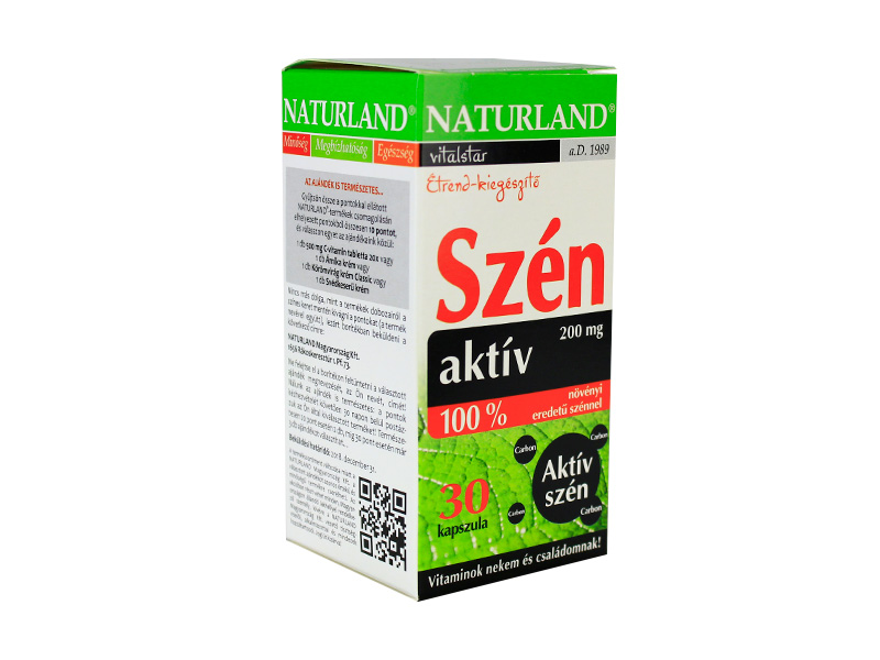 NATURLAND AKTÍV SZÉN KAPSZULA 200MG 30DB