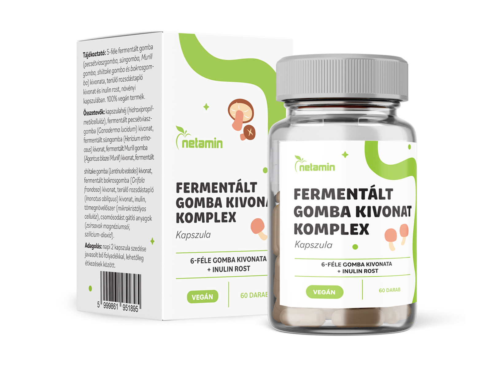 NETAMIN FERMENTÁLT GOMBA KIVONAT KOMPLEX KAPSZULA 60DB