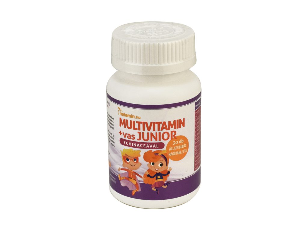 NETAMIN MULTIVITAMIN +VAS JUNIOR RÁGÓTABLETTA ECHINACEÁVAL 30DB