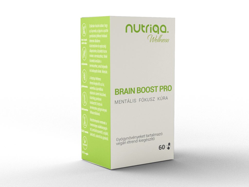 NUTRIQA BRAIN BOOST PRO - MENTÁLIS FÓKUSZ KÚRA GYÓGYNÖVÉNYES KAPSZULA 60DB