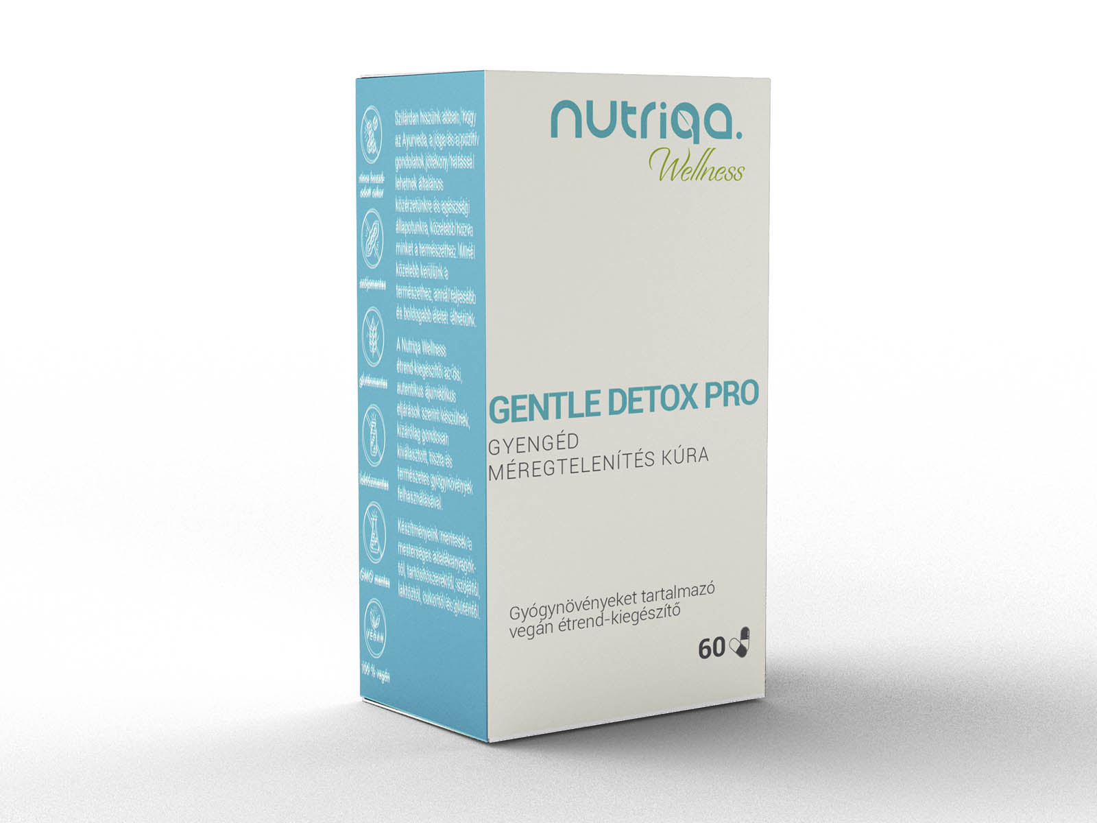 NUTRIQA GENTLE DETOX PRO - GYENGÉD MÉREGTELENÍTÉS KÚRA GYÓGYNÖVÉNYES KAPSZULA 60DB