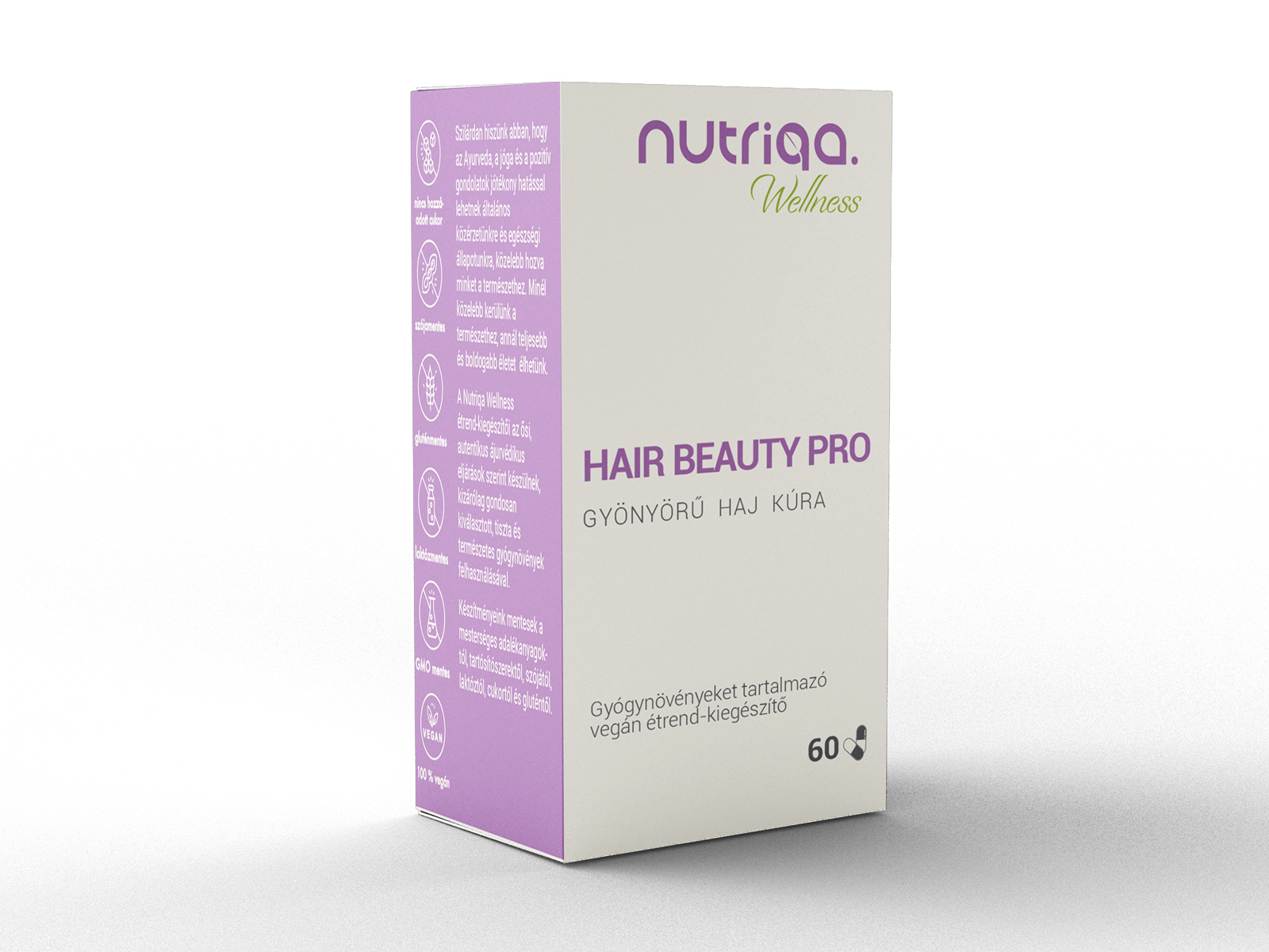 NUTRIQA HAIR BEAUTY PRO - GYÖNYÖRŰ HAJ KÚRA GYÓGYNÖVÉNYES KAPSZULA 60DB