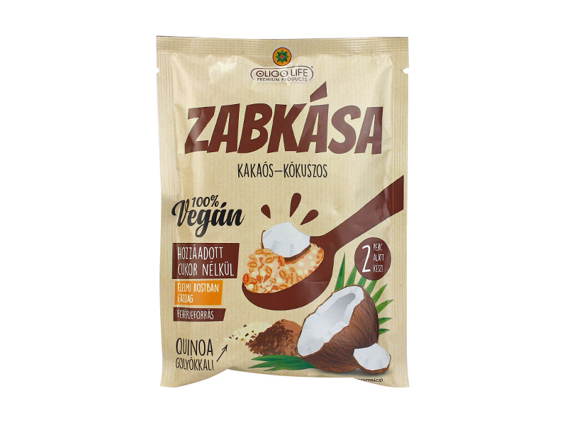 OLIGO LIFE KAKAÓS KÓKUSZ ÍZŰ ZABKÁSA ÉDESÍTŐSZEREKKEL 65G