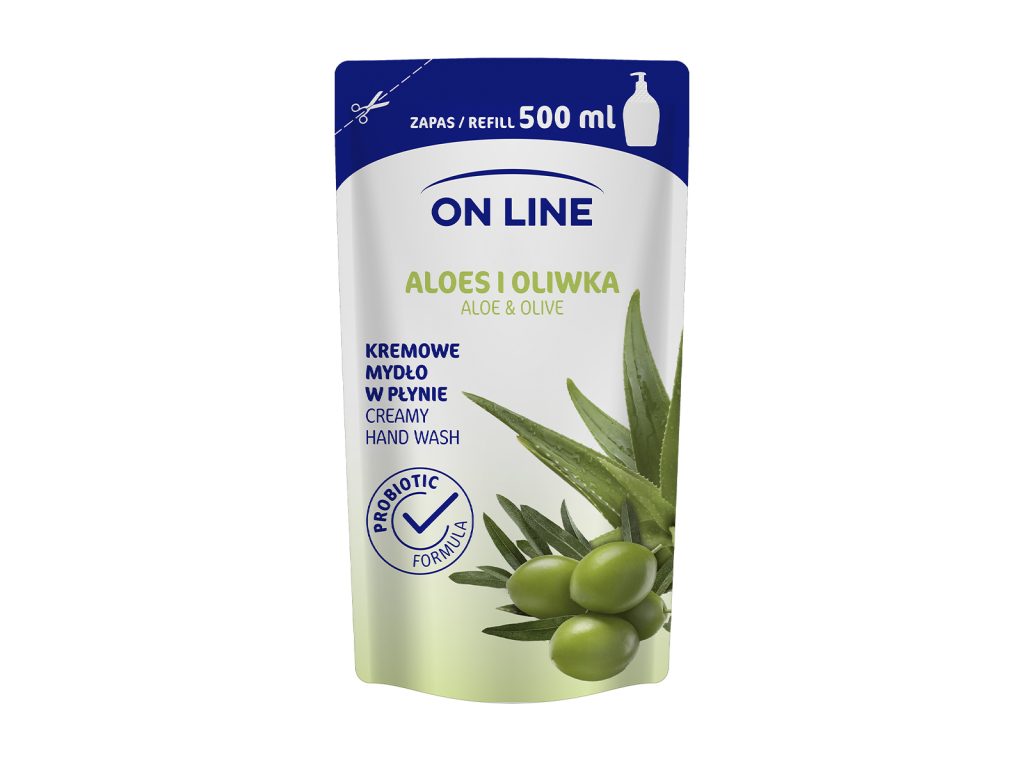 ON LINE FOLYÉKONY KRÉMSZAPPAN UTÁNTÖLTŐ ALOE & OLÍVA 500ML