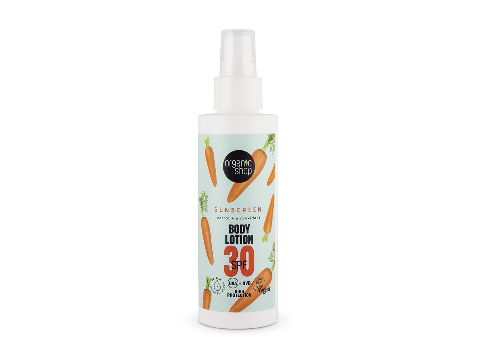 ORGANIC SHOP FÉNYVÉDŐ TESTÁPOLÓ SÁRGARÉPÁVAL ÉS ANTIOXIDÁNSOKKAL SPF30 150ML