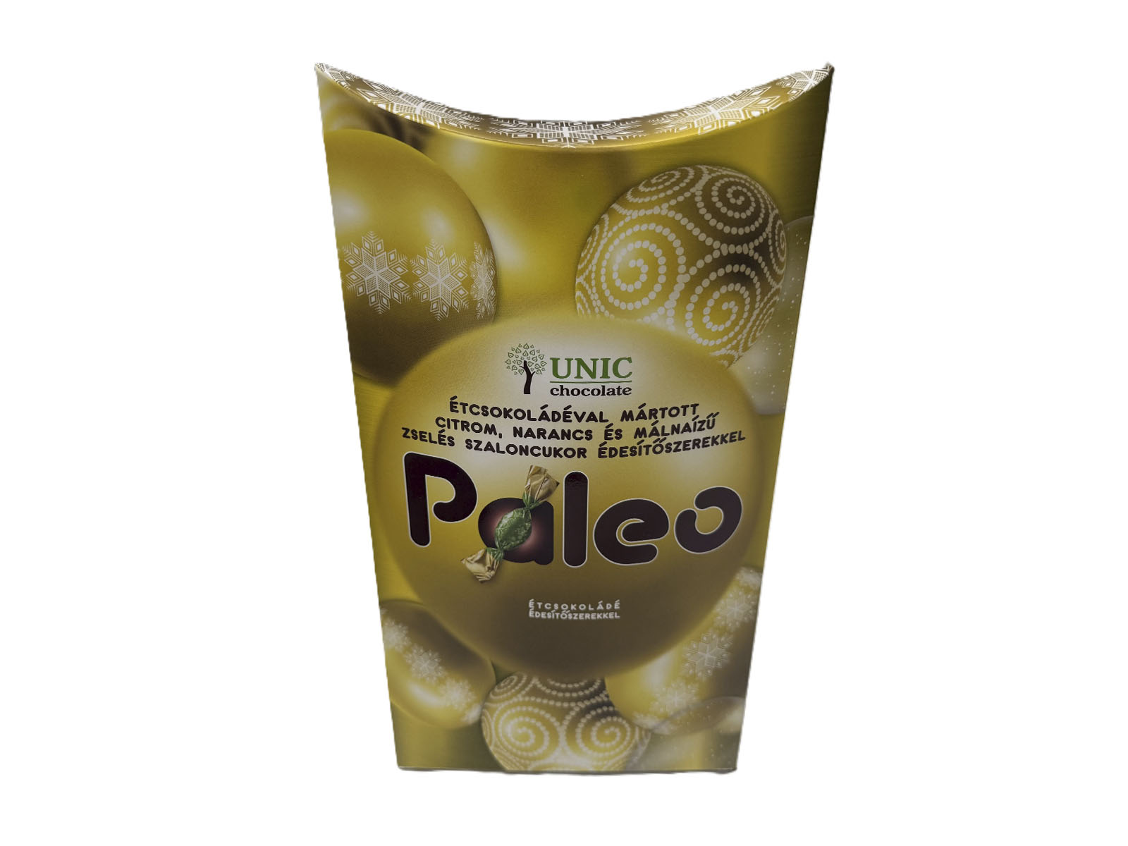 PALEO ÉTCSOKOLÁDÉVAL MÁRTOTT VEGYES GYÜMÖLCSÍZŰ ZSELÉS SZALONCUKOR ÉDESÍTŐSZEREKKEL 220G