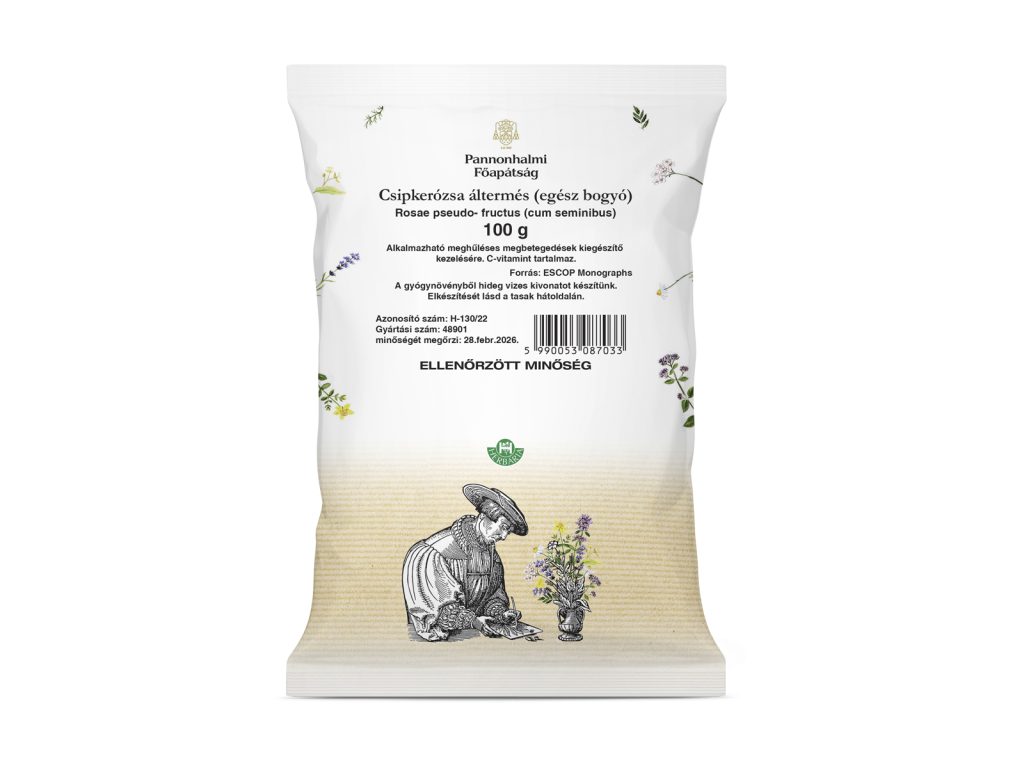 PANNONHALMI GYÓGYNÖVÉNY TEA CSIPKERÓZSA ÁLTERMÉS (EGÉSZ BOGYÓ) 100G