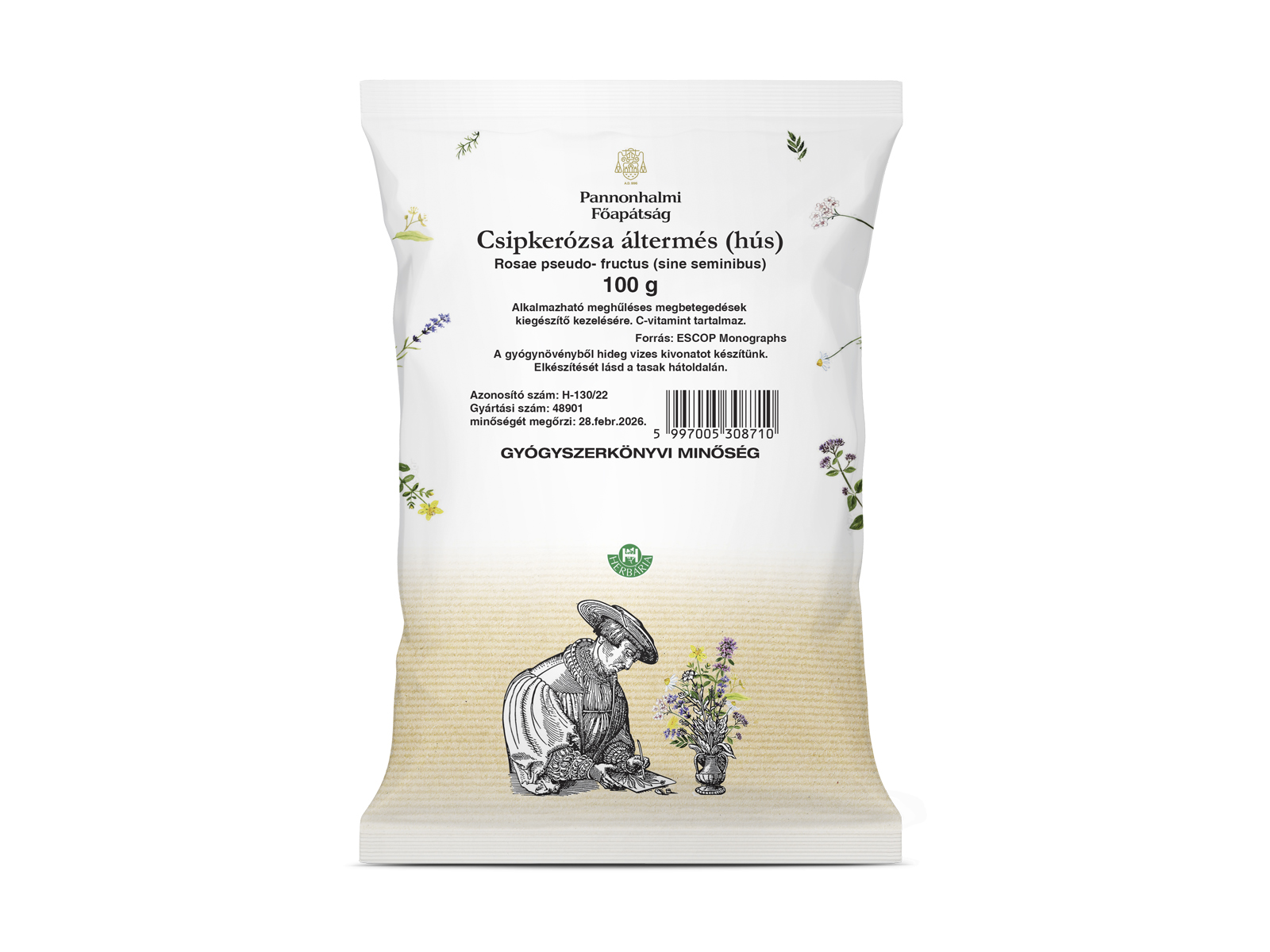 PANNONHALMI GYÓGYNÖVÉNY TEA CSIPKERÓZSA ÁLTERMÉS (HÚS) 100G