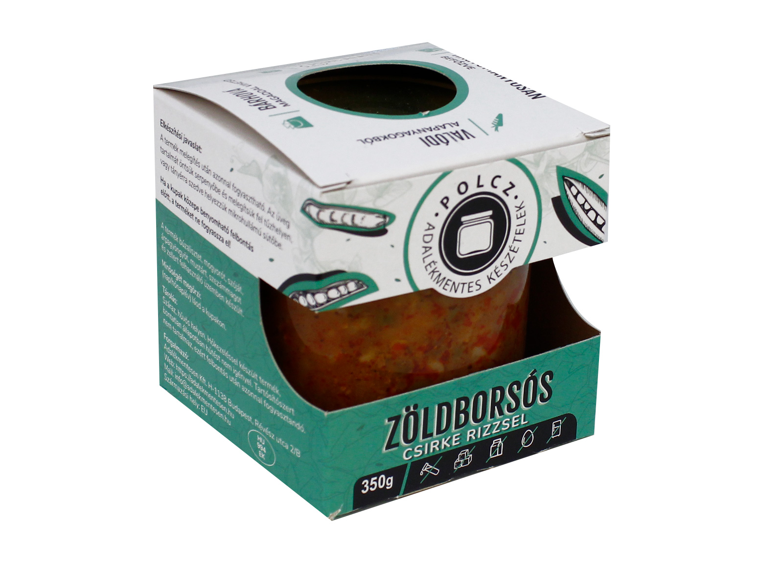 POLCZ ADALÉKMENTES KÉSZÉTELEK ZÖLDBORSÓS CSIRKE RIZZSEL 350G