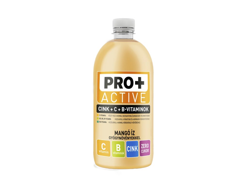 PRO+ ACTIVE VITAMINOKKAL MANGÓ ÍZ GYÓGYNÖVÉNYEKKEL 750ML DRS+50FT BETÉTDÍJ