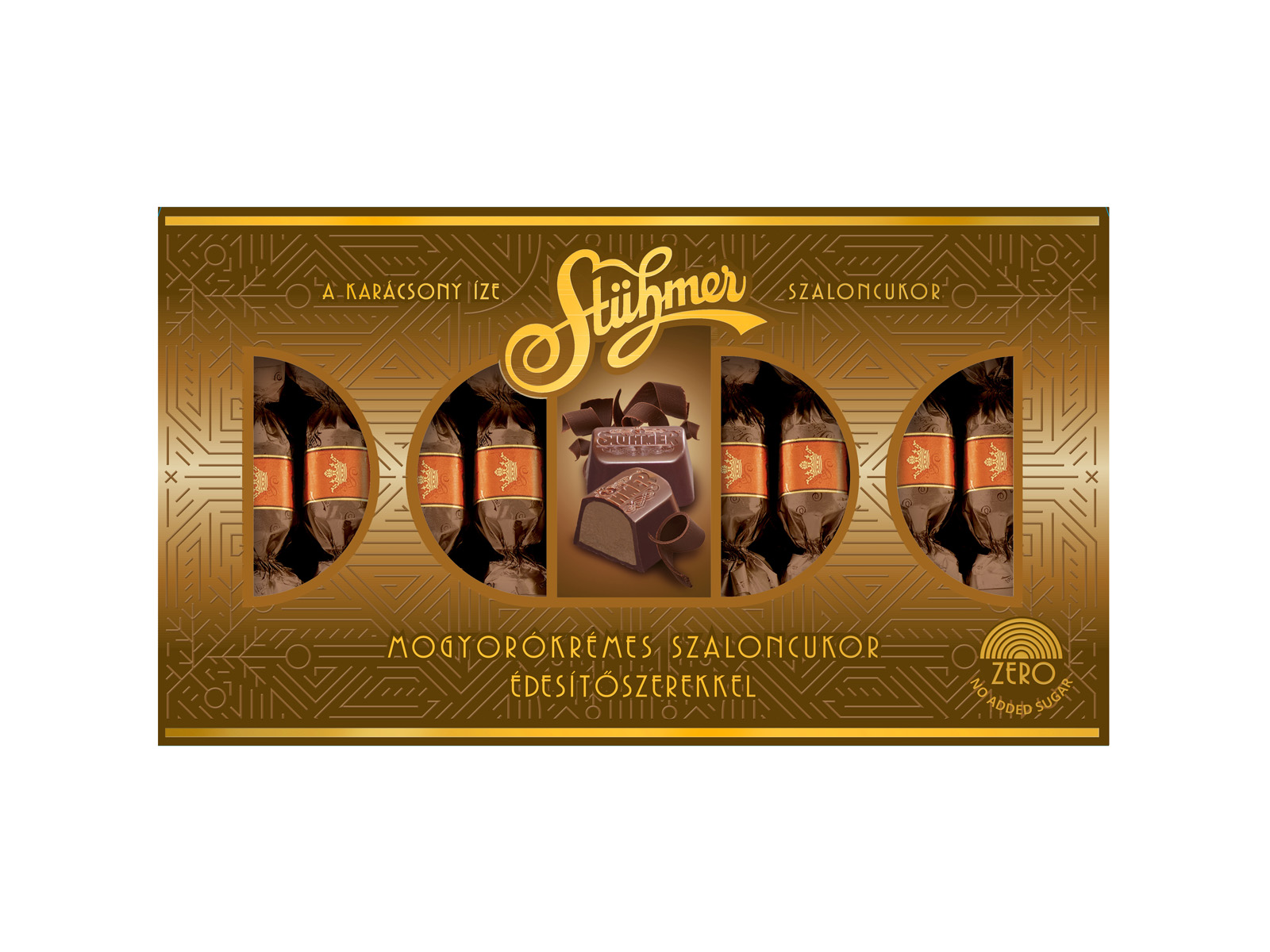 STÜHMER MOGYORÓKRÉMMEL TÖLTÖTT TEJCSOKOLÁDÉ SZALONCUKOR ÉDESÍTŐSZERREL 225G