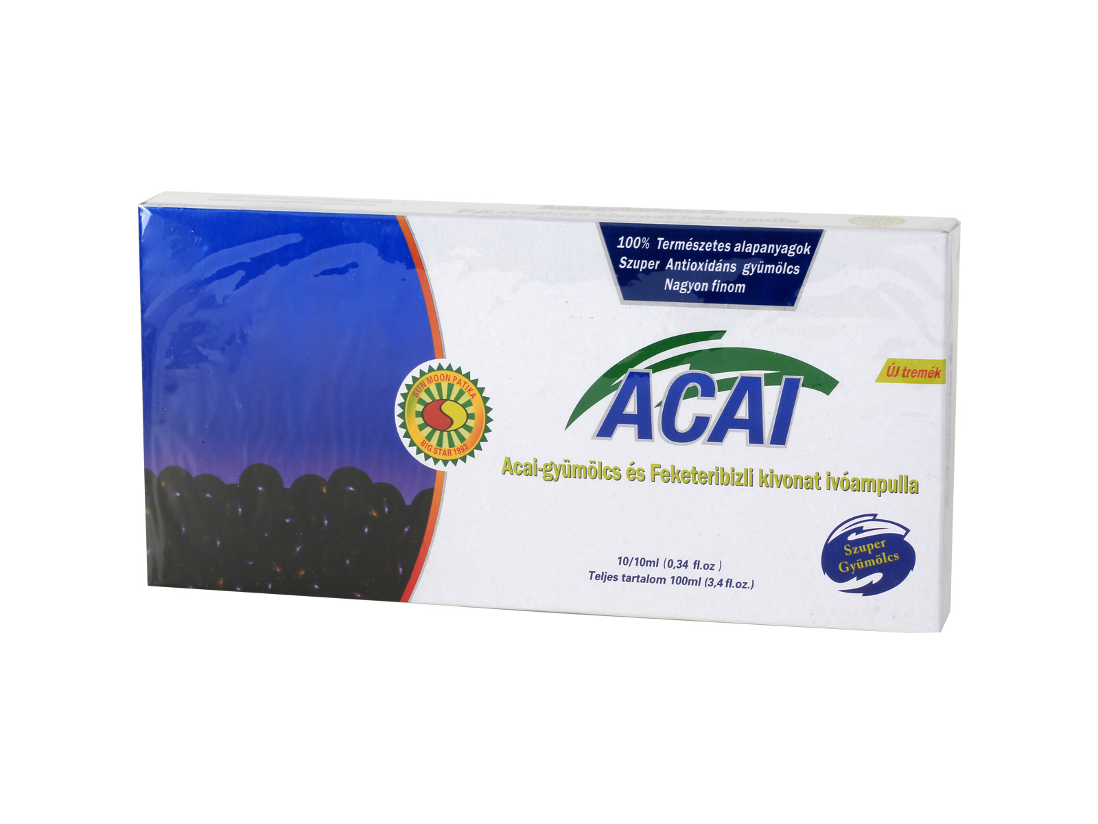 SUN MOON ACAI-GYÜMÖLCS ÉS FEKETERIBIZLI KIVONAT IVÓAMPULLA 10X10ML