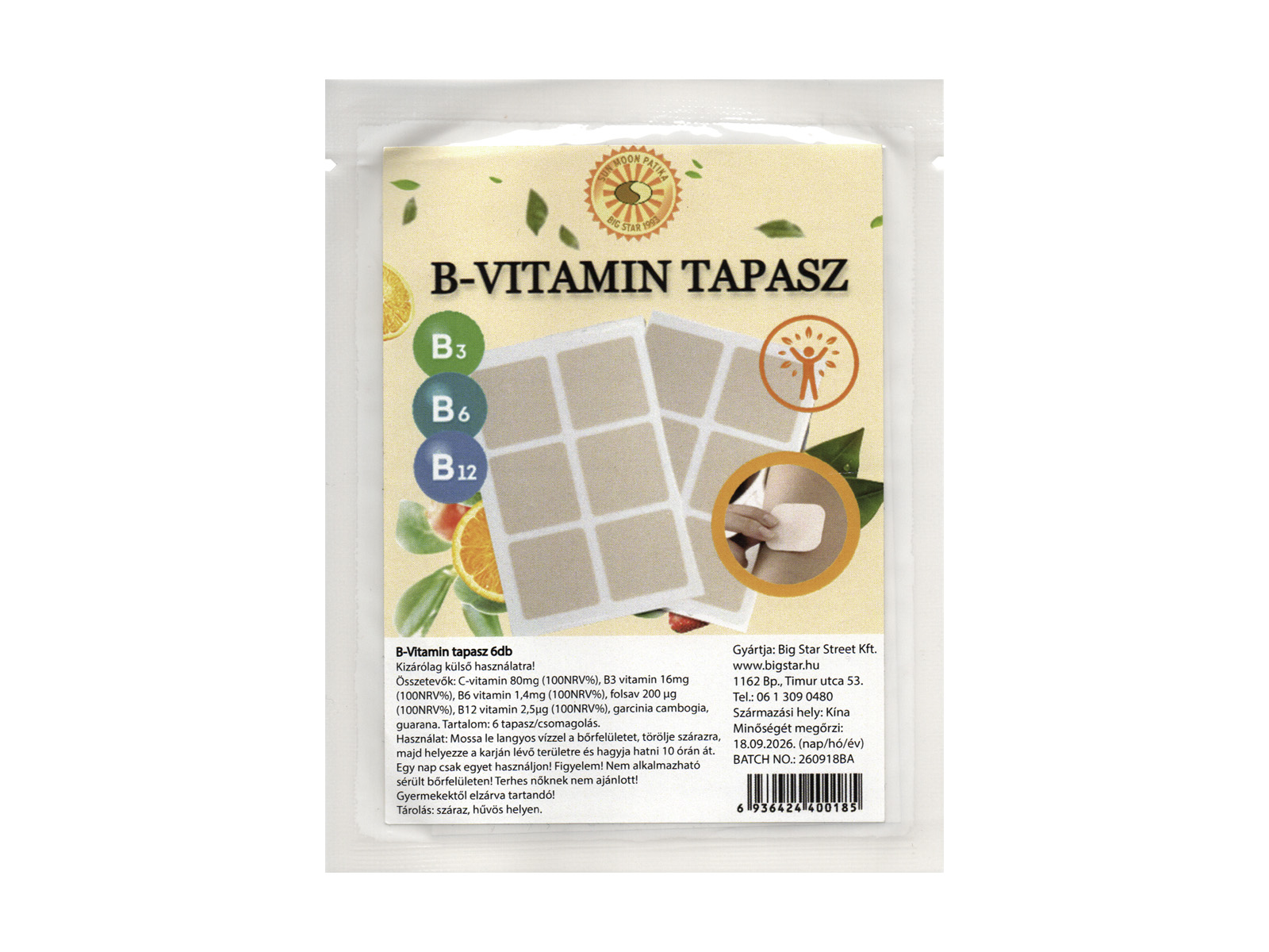 SUN MOON B-VITAMIN TAPASZ 6DB