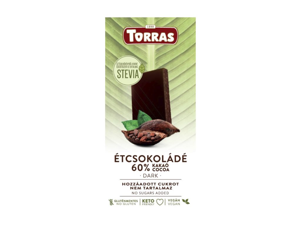 TORRAS ÉTCSOKOLÁDÉ STEVIA ÉDESÍTŐSZERREL 100G