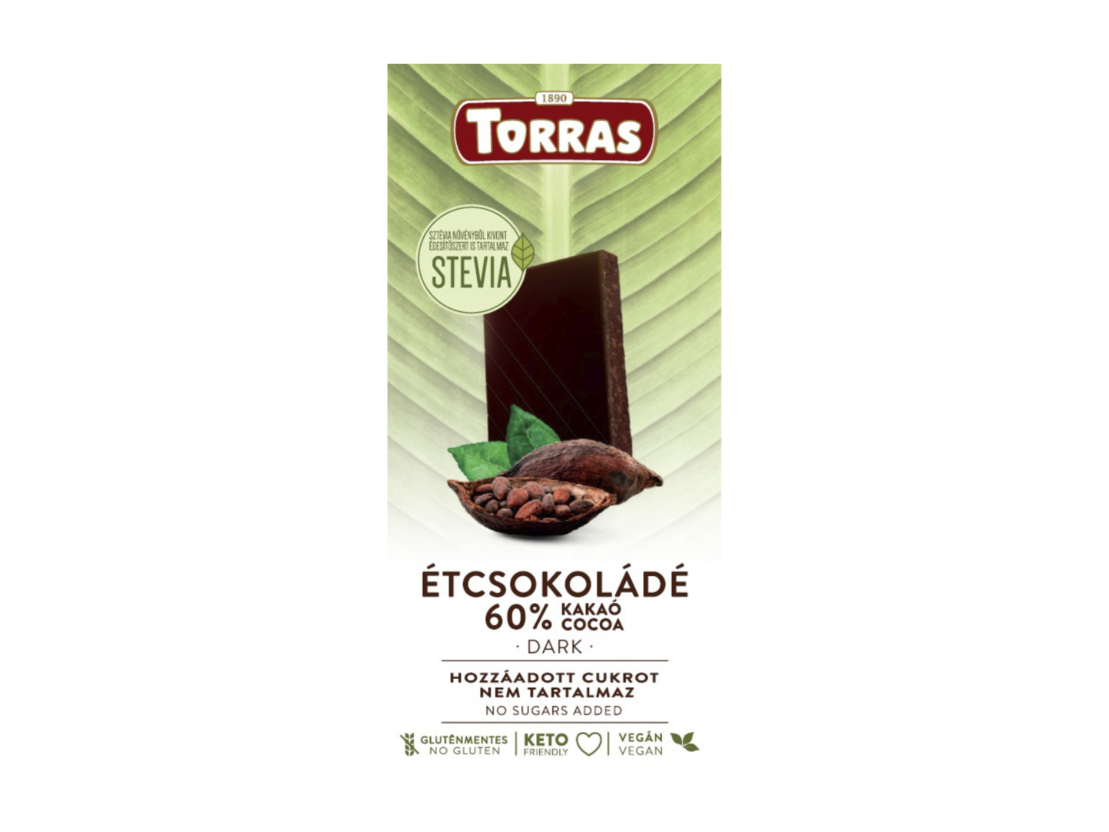 TORRAS ÉTCSOKOLÁDÉ STEVIA ÉDESÍTŐSZERREL 100G