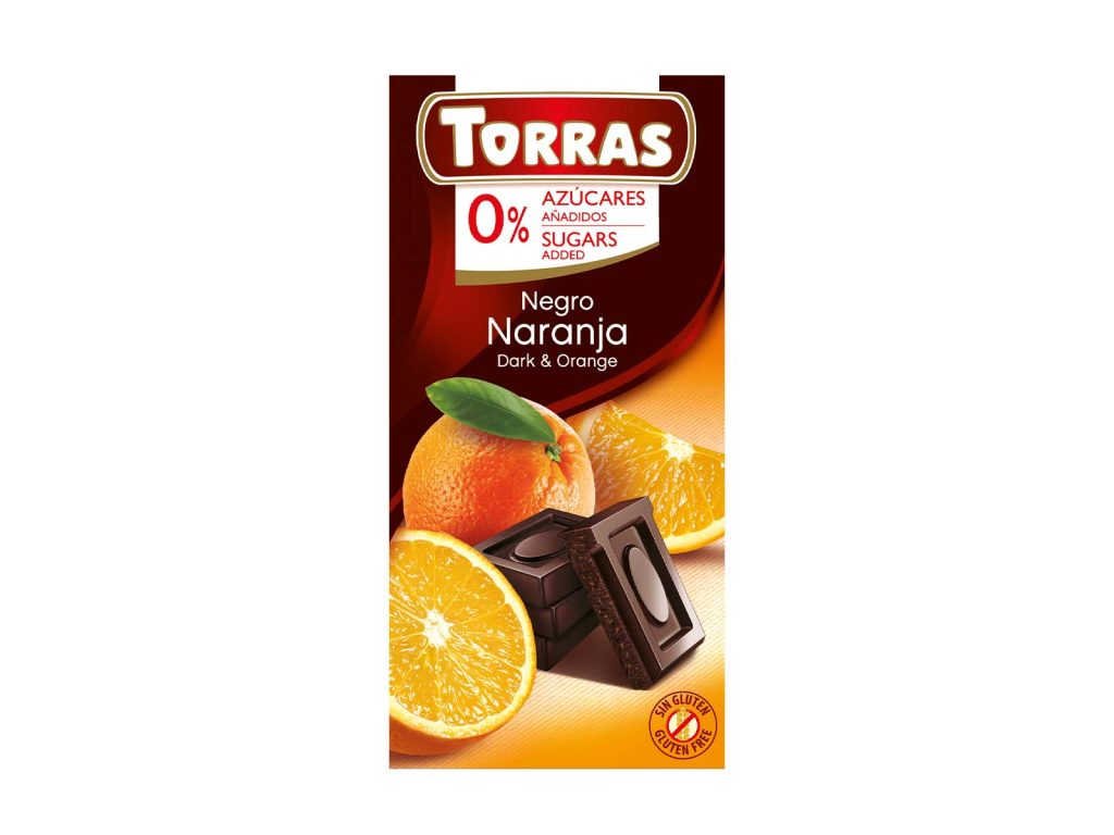 TORRAS HOZZÁADOTT CUKOR NÉLKÜL ÉTCSOKOLÁDÉ NARANCSOS 75G