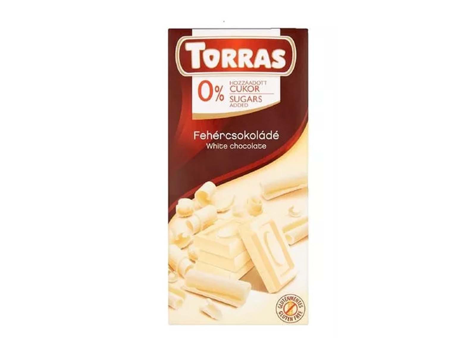 TORRAS HOZZÁADOTT CUKOR NÉLKÜL FEHÉRCSOKOLÁDÉ 75G