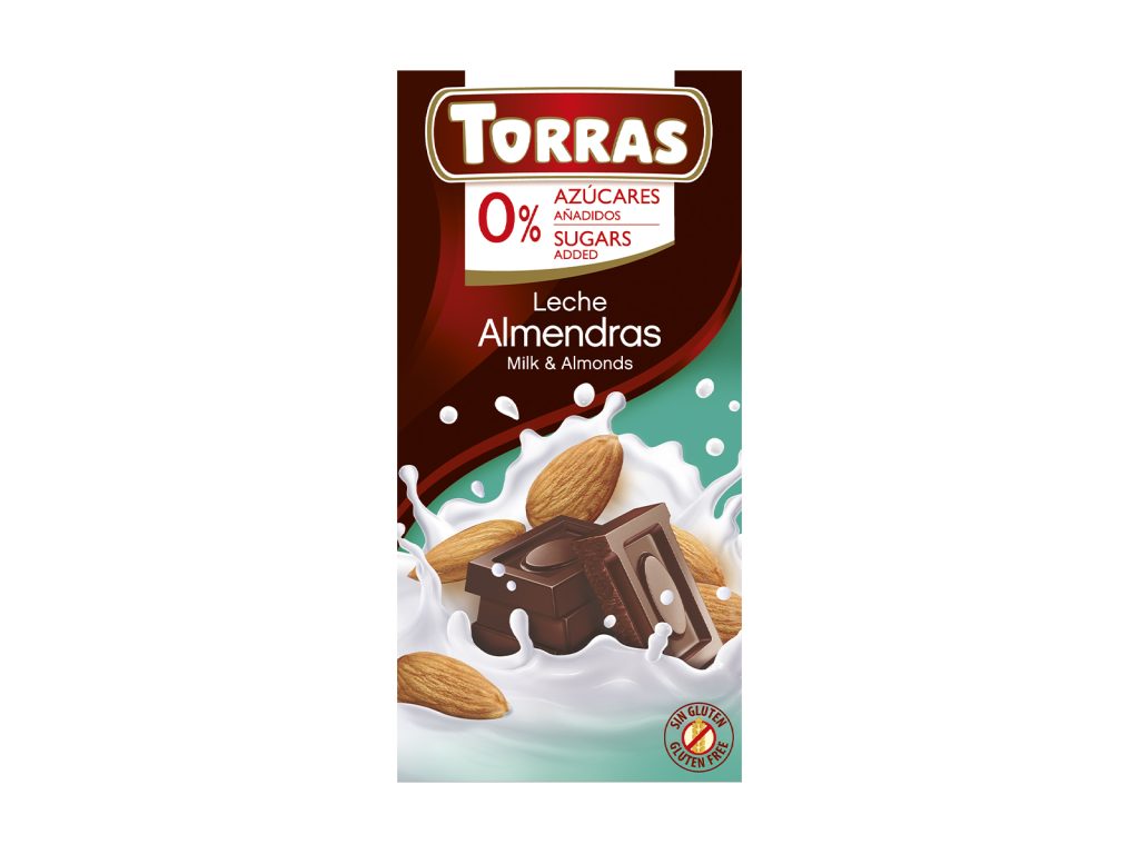 TORRAS HOZZÁADOTT CUKOR NÉLKÜL TEJCSOKOLÁDÉ MANDULÁS 75G