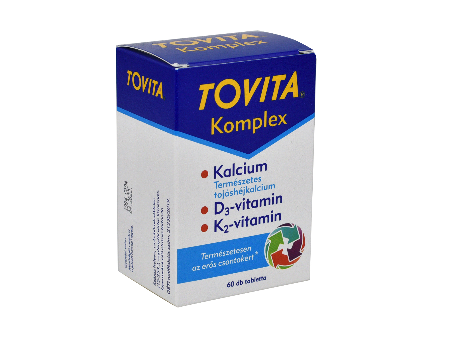 TOVITA KOMPLEX TOJÁSHÉJKALCIUMOT D3-VITAMINT ÉS K2-VITAMINT TARTALMAZÓ ÉTREND-KIEGÉSZÍTŐ 60DB