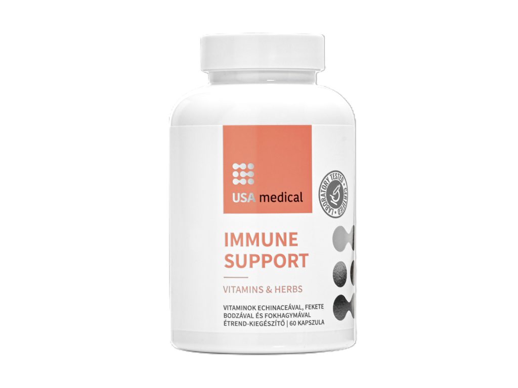USA MEDICAL IMMUNE SUPPORT VITAMINOK ÉS GYÓGYNÖVÉNYEK KAPSZULA 60DB