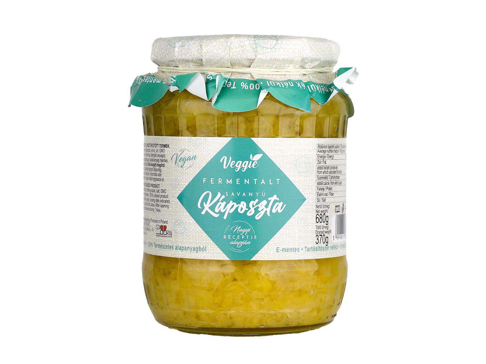 VEGAN VEGGIE FERMENTÁLT SAVANYÚ KÁPOSZTA 680G