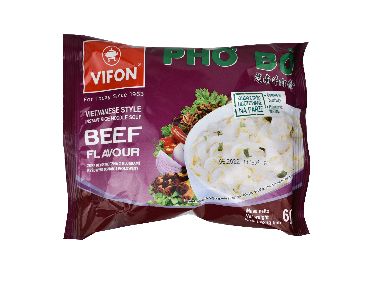 VIFON PHO BO MARHAHÚS ÍZESÍTÉSŰ VIETNÁMI INSTANT TÉSZTÁS LEVES 60G