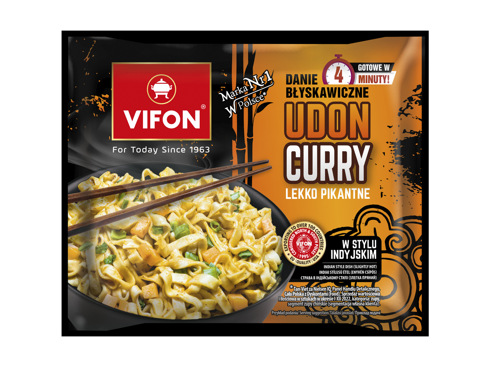 VIFON UDON CURRY INDIAI INSTANT BÚZATÉSZTÁS ÉTEL (ENYHÉN CSÍPŐS) 90G
