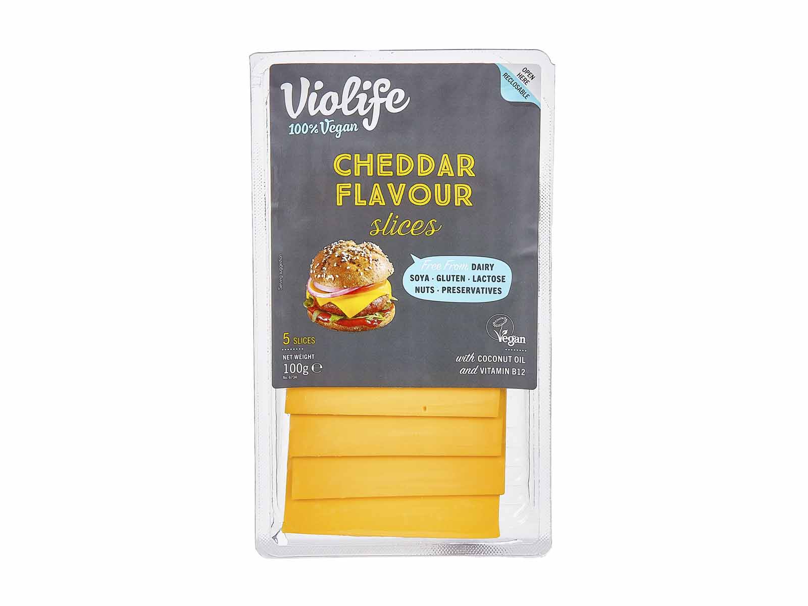 VIOLIFE NÖVÉNYI CHEDDAR ÍZESÍTÉSŰ SZELETEK 100G [H]