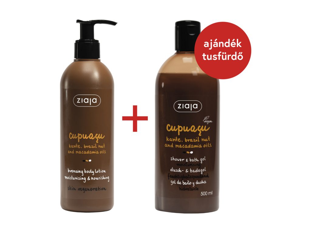 ZIAJA CUPUACU BRONZOSÍTÓ TESTÁPOLÓ 300ML AJÁNDÉK ZIAJA CUPUACU TUSFÜRDŐVEL (500ML) 1DB