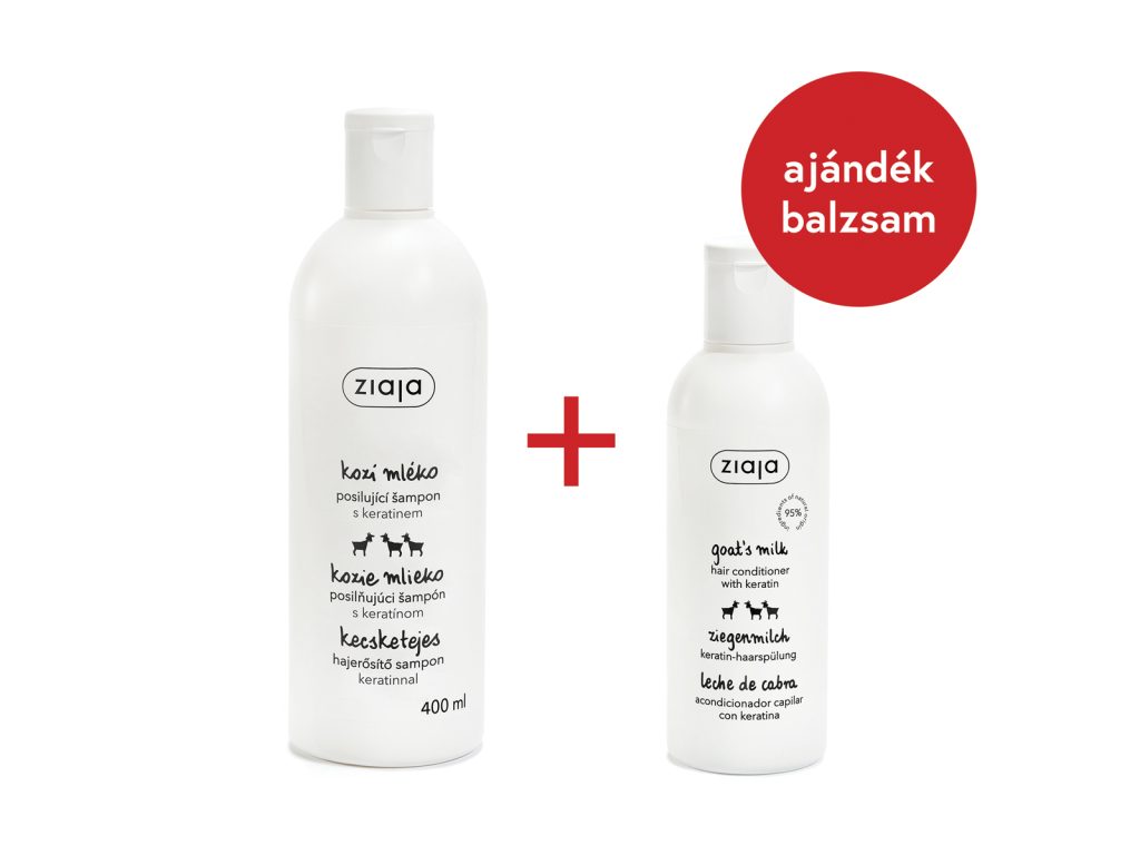 ZIAJA KECSKETEJES HAJERŐSÍTŐ SAMPON 400ML AJÁNDÉK HAJBALZSAMMAL (200ML) 1DB