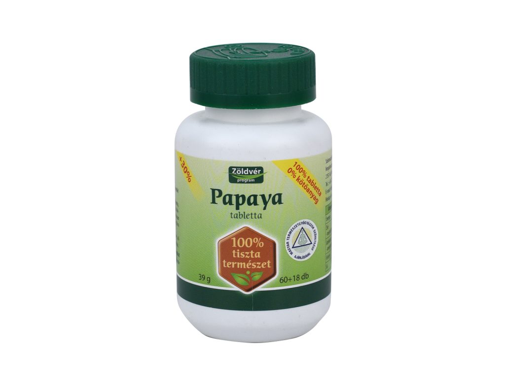 ZÖLDVÉR 100% PAPAYA TABLETTA 78DB