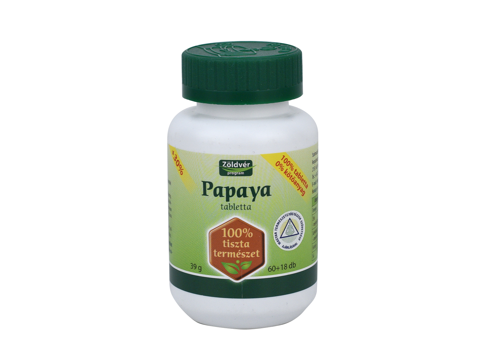 ZÖLDVÉR 100% PAPAYA TABLETTA 78DB