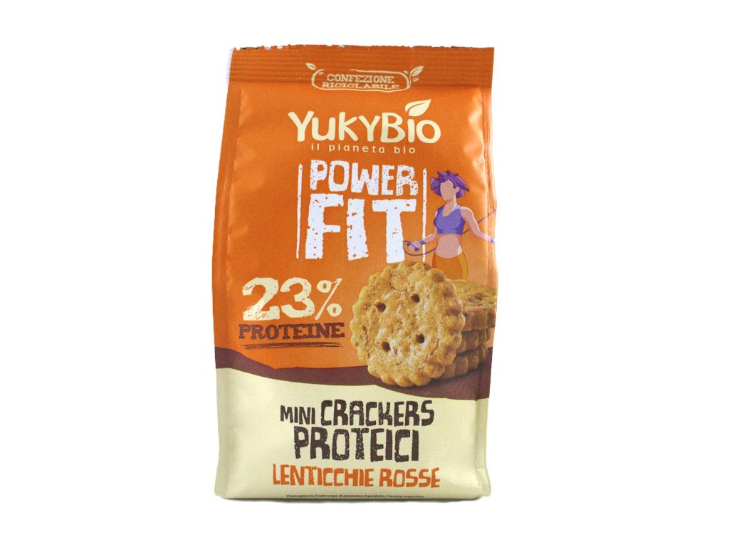 BIO YUKYBIO POWERFIT MINI KRÉKER FEHÉRJÉVEL, VÖRÖS LENCSÉVEL, SZEZÁMMAGGAL 150G