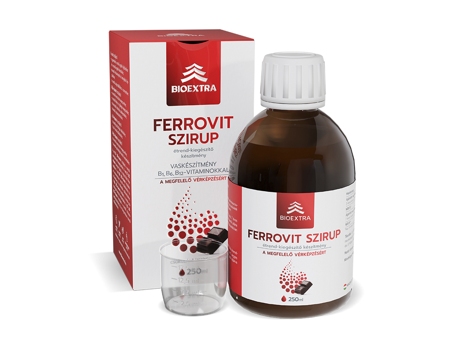 BIOEXTRA FERROVIT ÉTREND-KIEGÉSZÍTŐ SZIRUP CSOKOLÁDÉ ÍZŰ 250ML